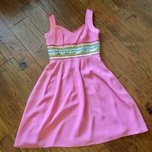 Pink Kay Unger Chiffon Dress - Sz 2